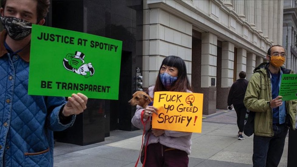 Musicians hold global protests outside Spotify offices