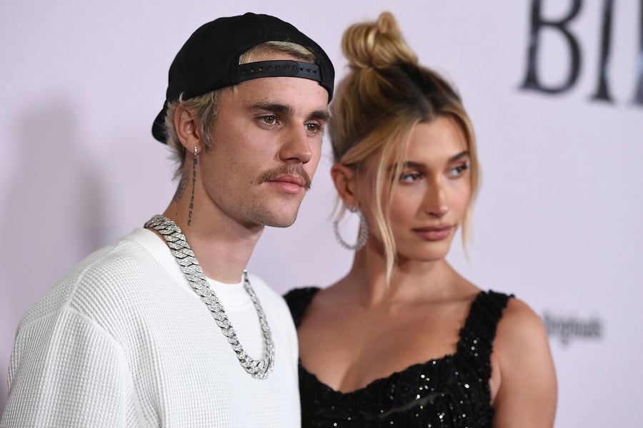 Mandatory Credit: Photo by Jordan Strauss/Invision/AP/Shutterstock (10541083i) Justin Bieber, Hailey Baldwin. Justin Bieber and Hailey Baldwin arrive at the Los Angeles premiere of "Justin Bieber: Seasons LA Premiere of "Justin Bieber: Seasons", Los Angeles, USA - 27 Jan 2020