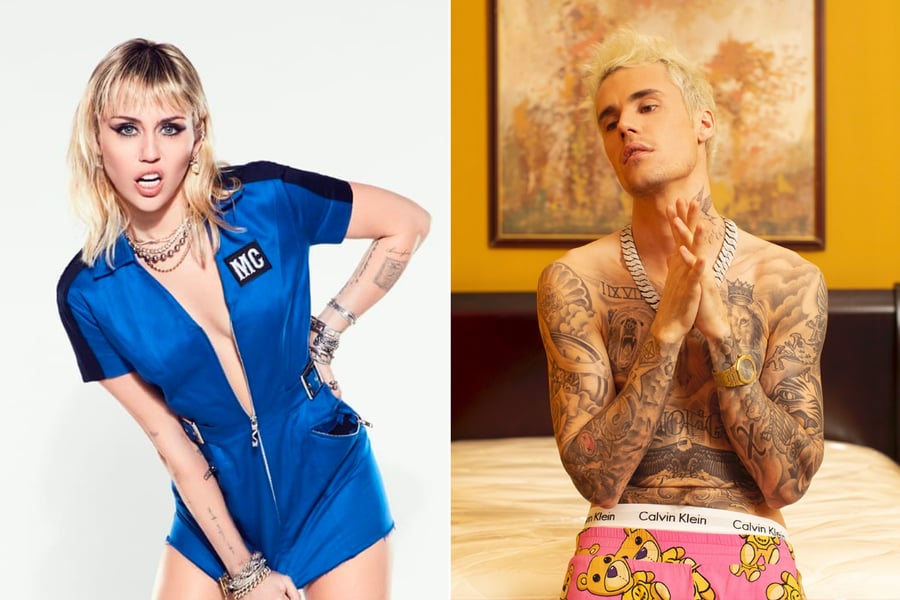 Two panel image of Miley Cyrus and Justin Bieber, who perform for the latest Global Citizen event