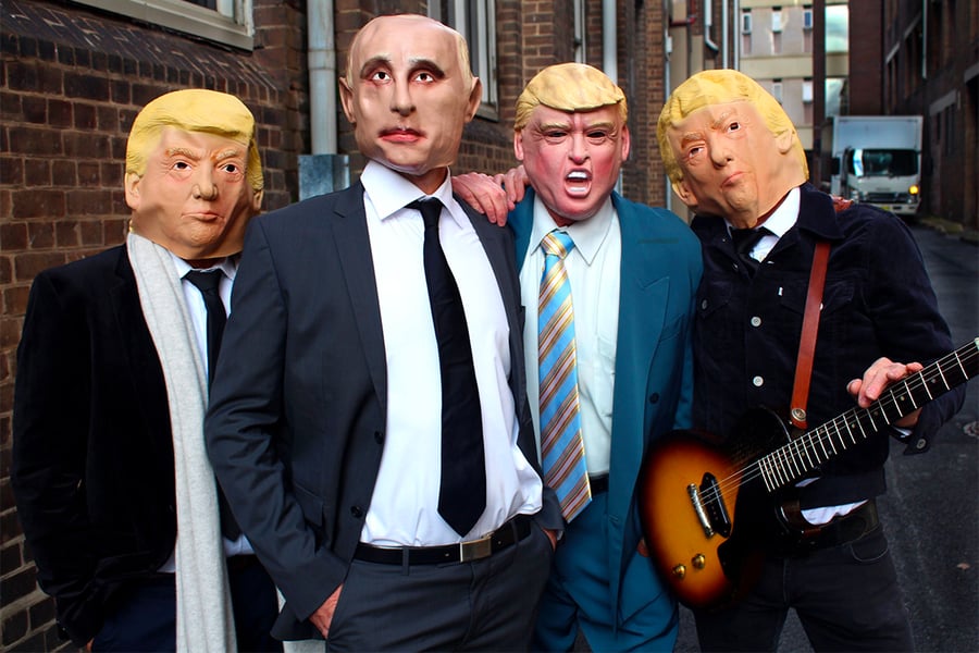 Image of the Hoodoo Gurus behind the scenes of their latest video clip