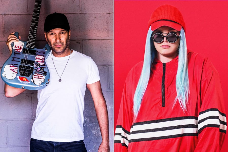 Three panel image of BIGSOUND keynote speakers Tom Morello and Tones And I