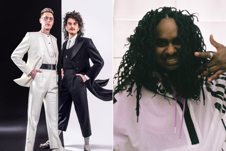 Two panel image of Coopers Live Loud and Local performers Client Liaison and Baker Boy