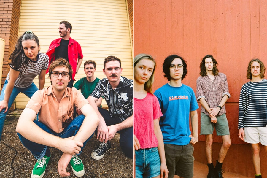 Two panel image of Summer Sounds Performers Ball Park Music and Spacey Jane