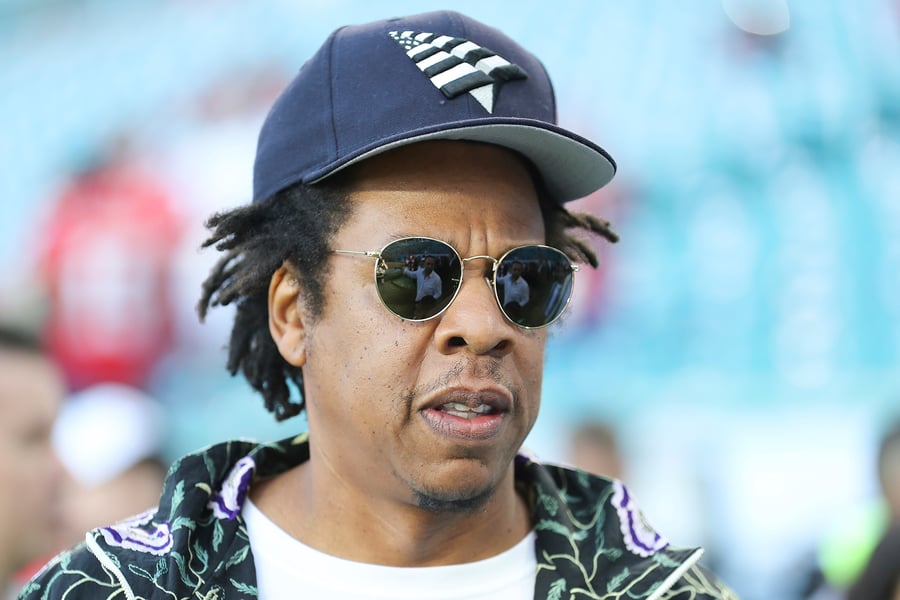 Jay-Z on the field before Super Bowl 54 in 2020.