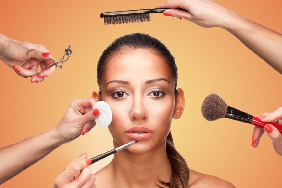 Image of woman and beauty products