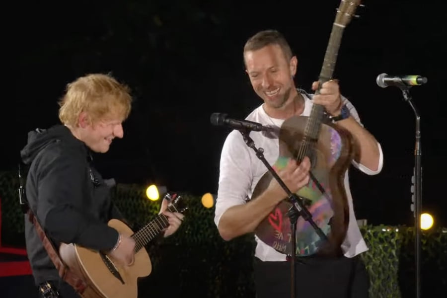 Ed Sheeran and Chris Martin at Global Citizen