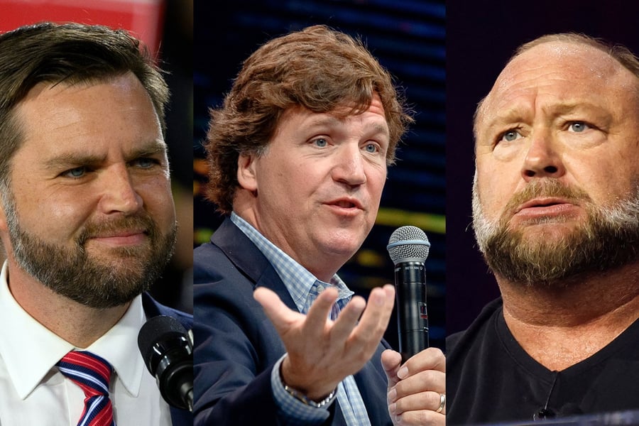 J.D. Vance, Tucker Carlson and Alex Jones