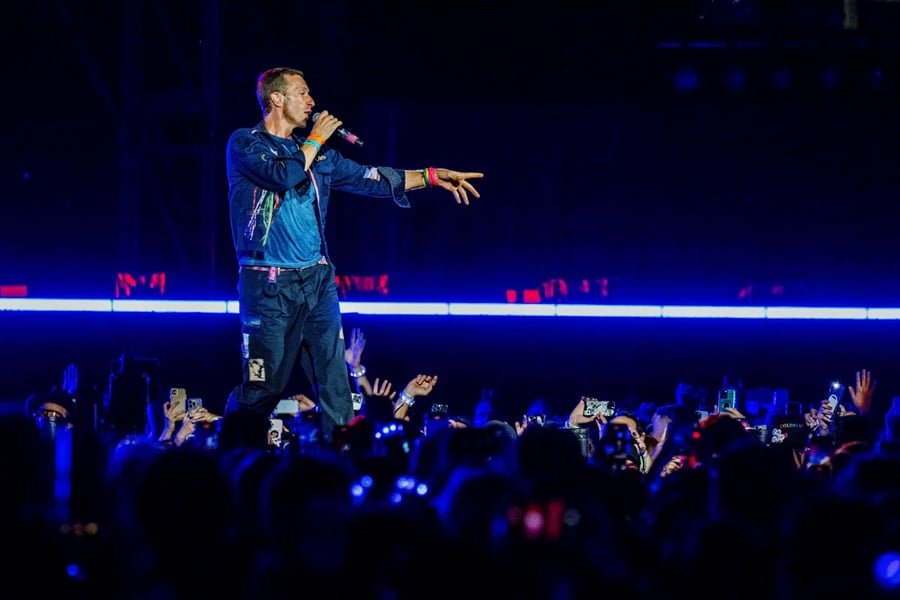 Coldplay performs at Sydney's Accor Stadium. Photo credit: Ashley Mar