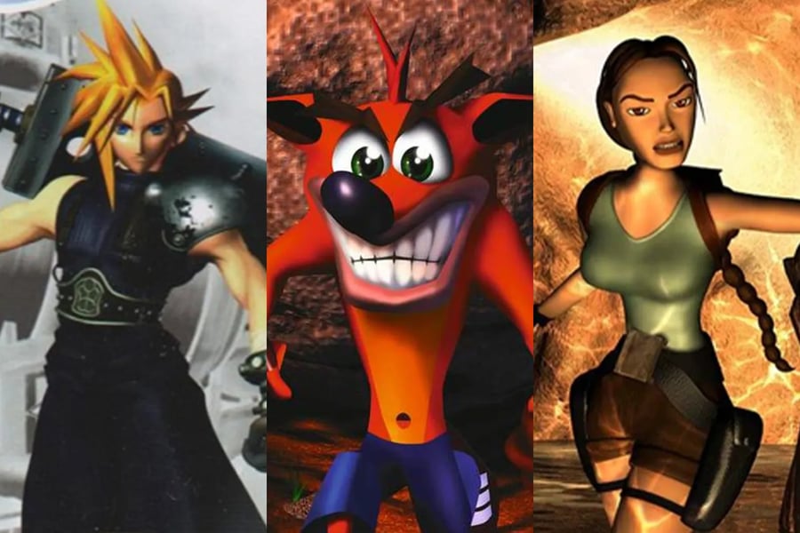 Final Fantasy VII, Crash Bandicoot, Tomb Raider