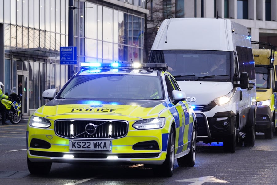 A prison van carrying Axel Rudakubana arriving at Liverpool Crown Court for his sentencing