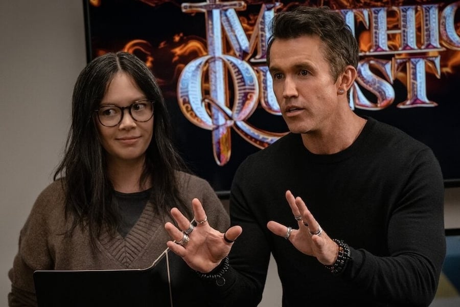 Charlotte Nicdao and Rob McElhenney in Mythic Quest