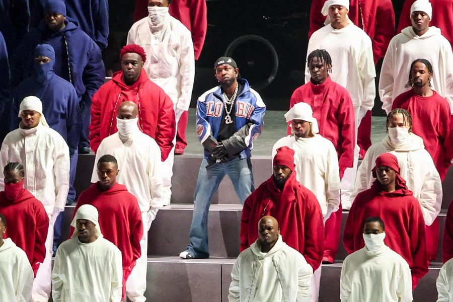 Kendrick Lamar performs at the Super Bowl