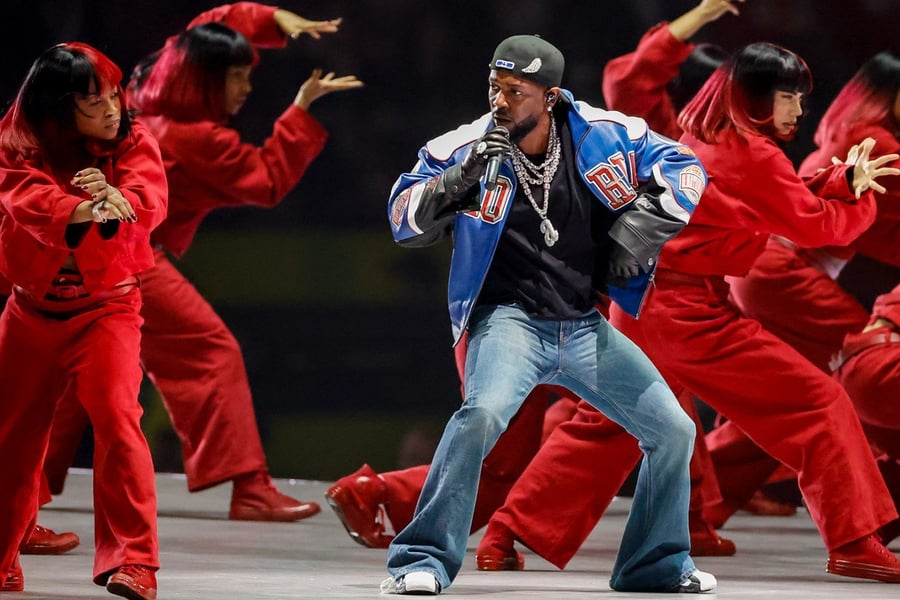 Kendrick Lamar performs during his Super Bowl Halftime Show