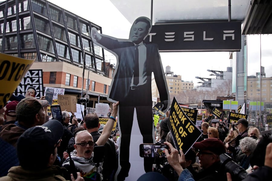 Tesla protest in New York