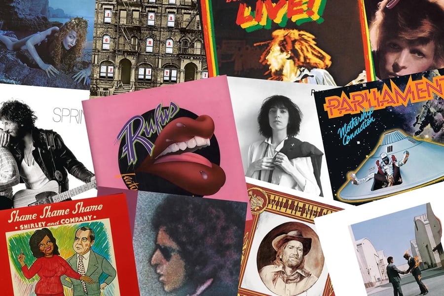 Photo collage of 1975 albums