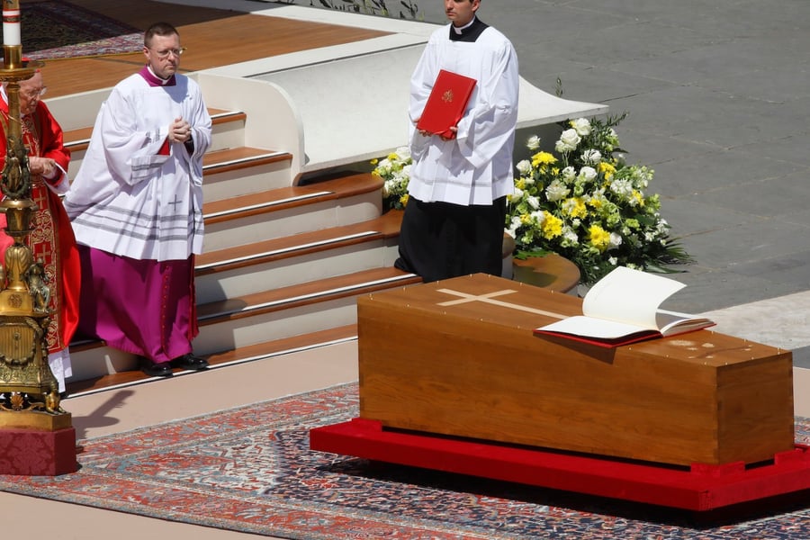 The coffin of late Pope Francis