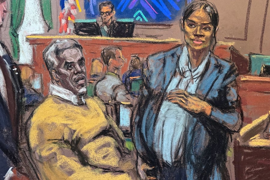 Courtroom sketch of Sean Combs trial