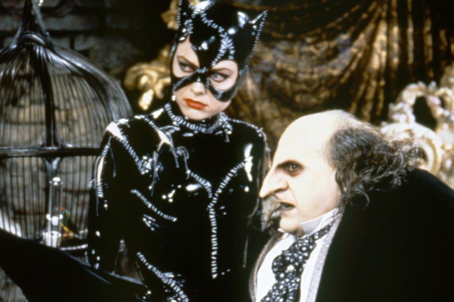 Michelle Pfeiffer and Danny DeVito on the set of Batman Returns