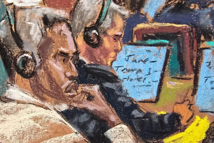 Courtroom sketch of Sean Combs trial