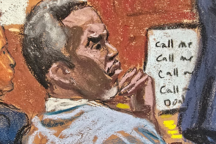 Courtroom sketch of Sean Combs trial