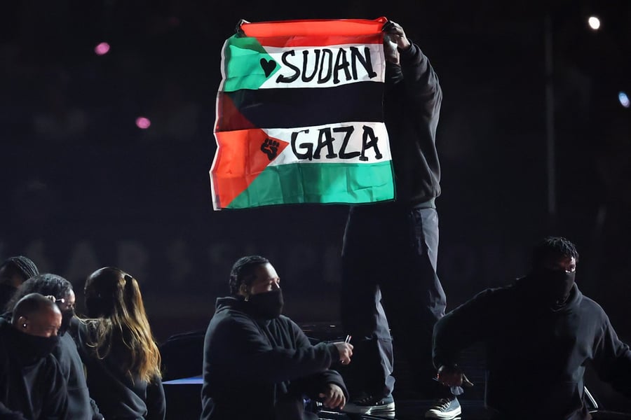 Protester at Kendrick Lamar Super Bowl Halftime Show