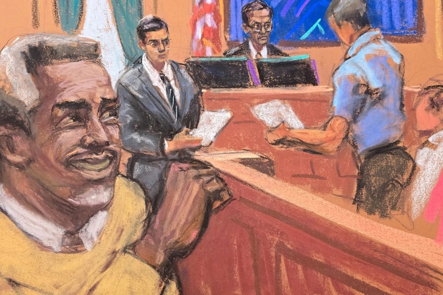 Courtroom sketch of Diddy at trial