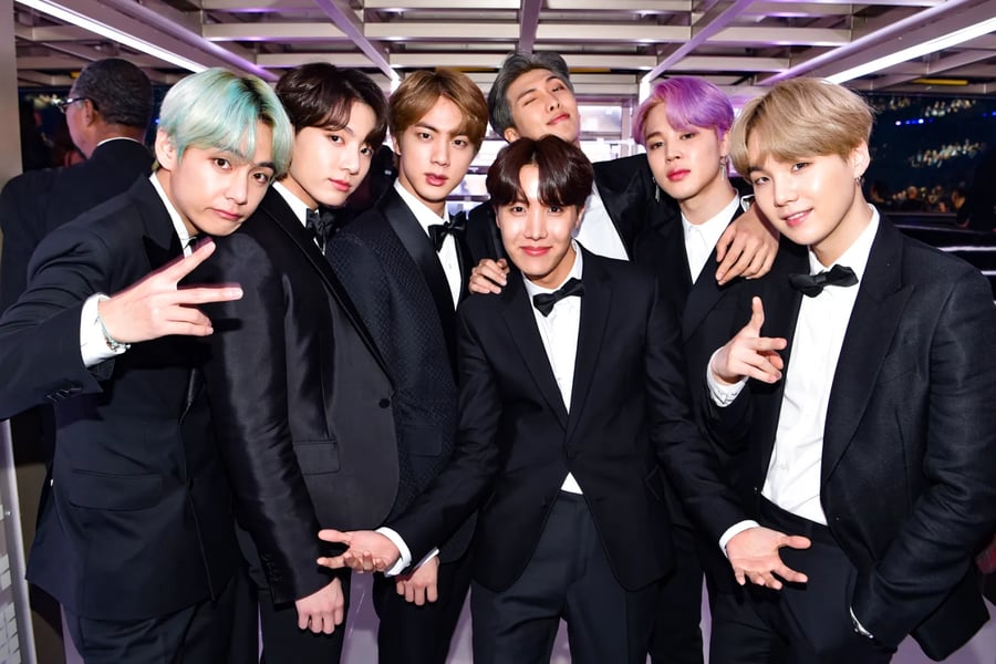 BTS backstage at the 2019 Grammys