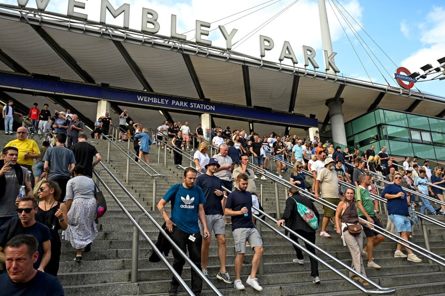 Oasis fans outside Wembley Park