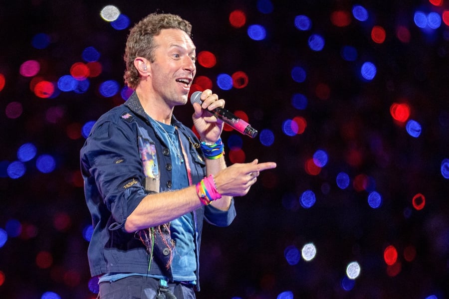 Coldplay's Chris Martin performs at London's Wembley Stadium
