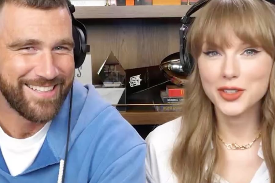 Travis Kelce and Taylor Swift on New Heights podcast