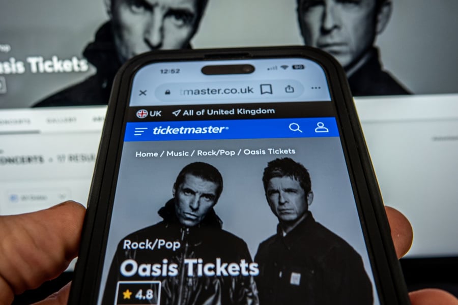 Ticketmaster page on phone