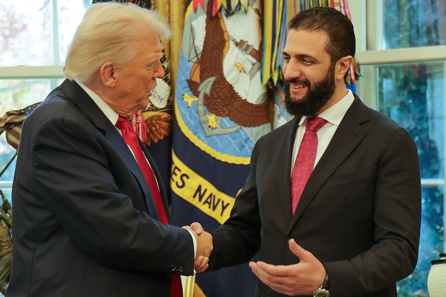 US President Donald Trump meets with Syrian President Ahmed ash-Sharaa at the White House