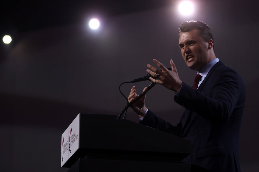 Charlie Kirk speaks during a Turning Point PAC event