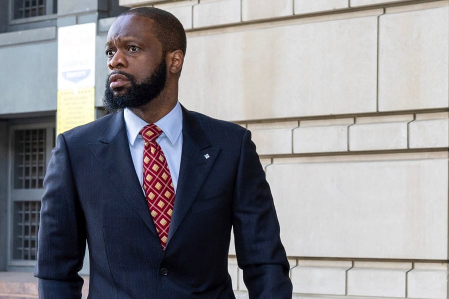 Pras Michel outside court