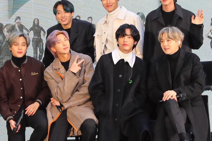 BTS members Jin, Suga, J-Hope, RM, Jimin, V, and Jungkook