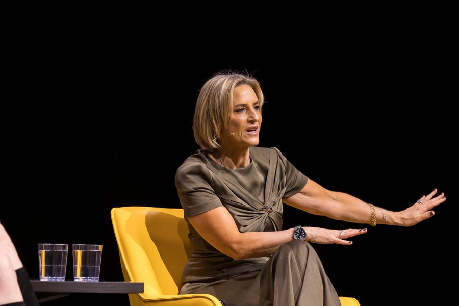 Emily Maitlis speaking at the All About Women event