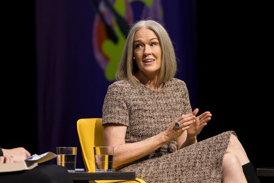 Amy Wallace speaking at the All About Women event