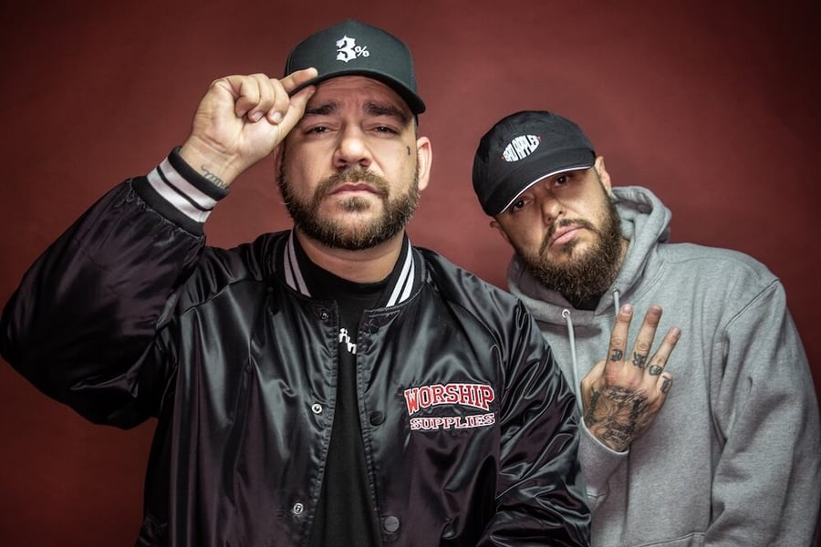 The Age, CULTURE - First Nations rap group members Dallas Woods and Nooky of 3%. Pic Simon Schluter 23 August 2024