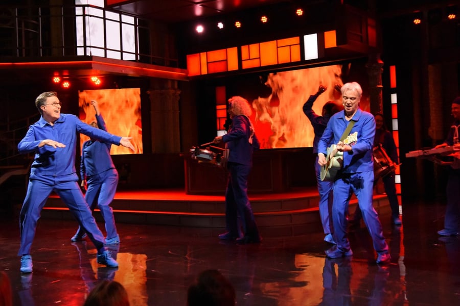 Stephen Colbert and David Byrne