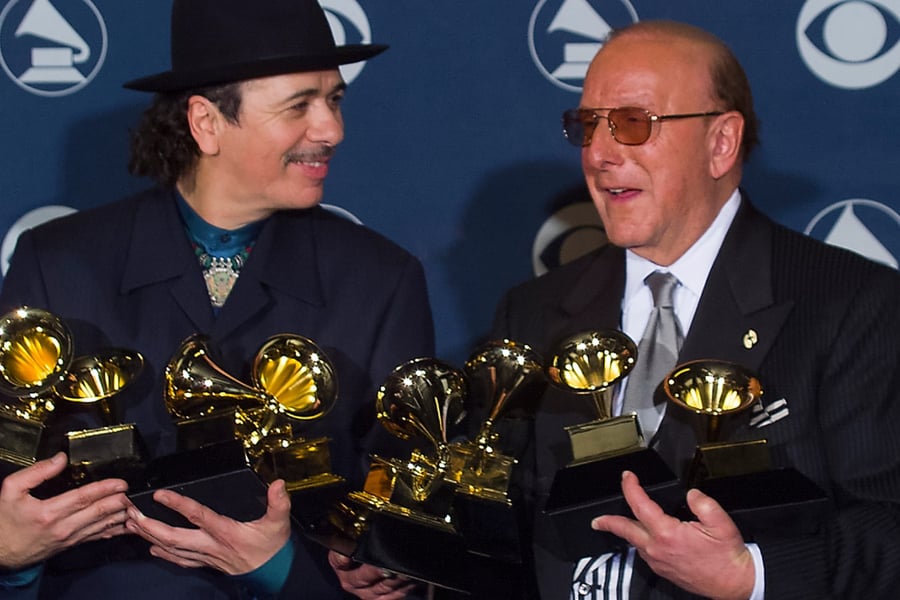 Carlos Santana and Clive Davis at the Grammys