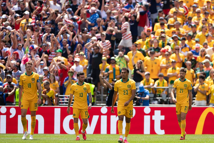 Australia play against the USA at the World Cup