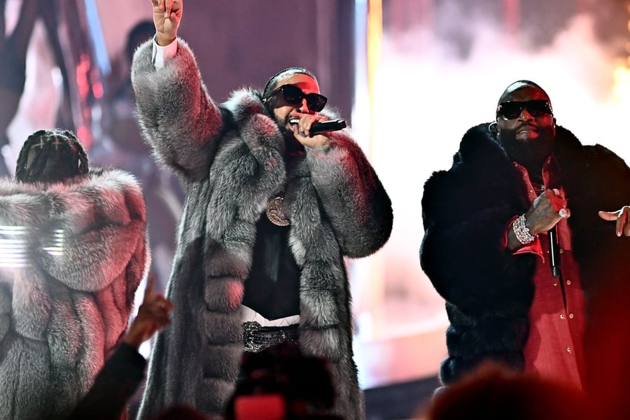 LOS ANGELES, CALIFORNIA - JUNE 28: (L-R) Max B, French Montana, and Rick Ross perform onstage during the BET Awards 2026 at Peacock Theater on June 28, 2026 in Los Angeles, California. (Photo by Paras Griffin/Getty Images for BET)