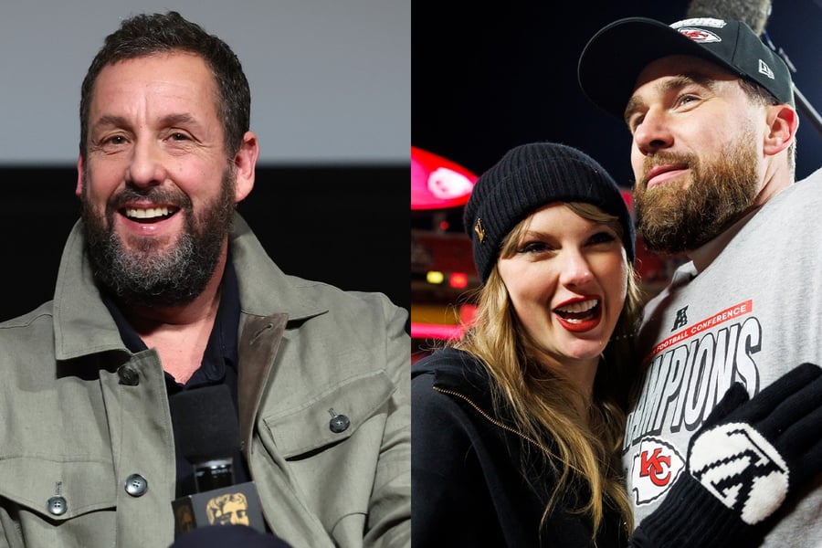 Adam Sandler and Travis Kelce and Taylor Swift
