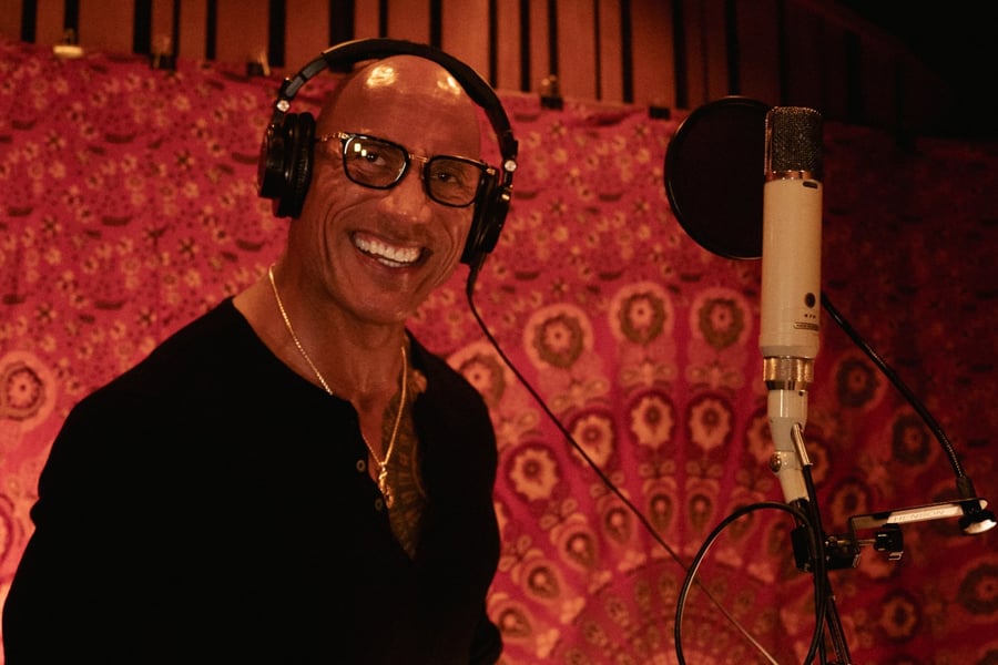 Dwayne Johnson in the recording studio